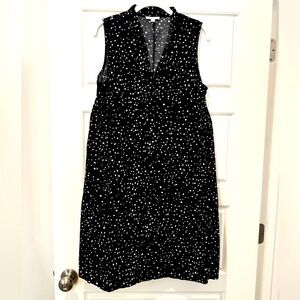 Eileen Fisher S Black/Cream Dot Cotton Dress
